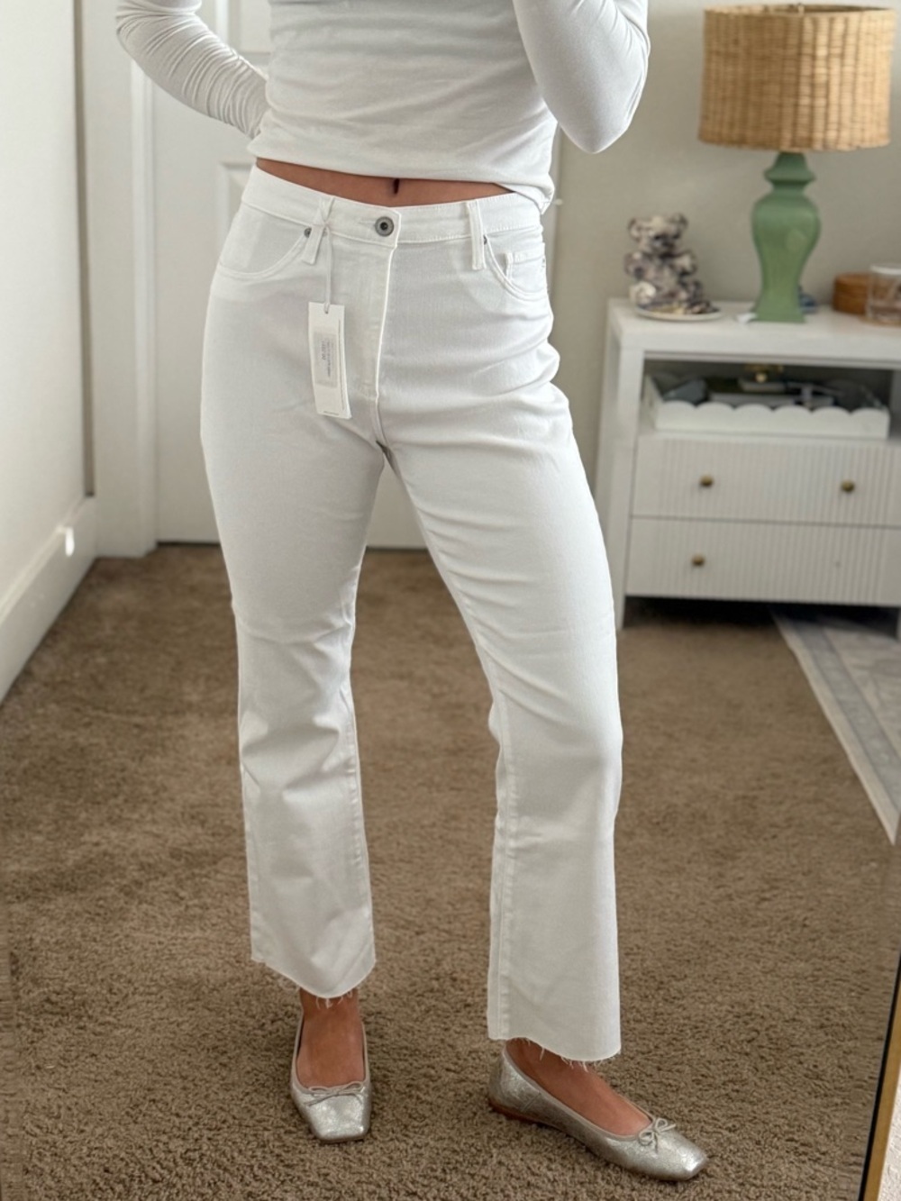 AG Adriano Goldschmied White Straight-Leg Jeans